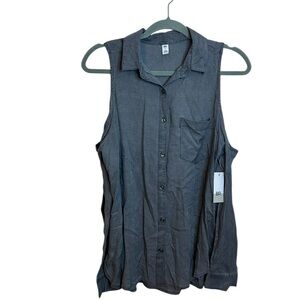 Nwt BP Charcoal Gray Cold Shoulder Button Down Top